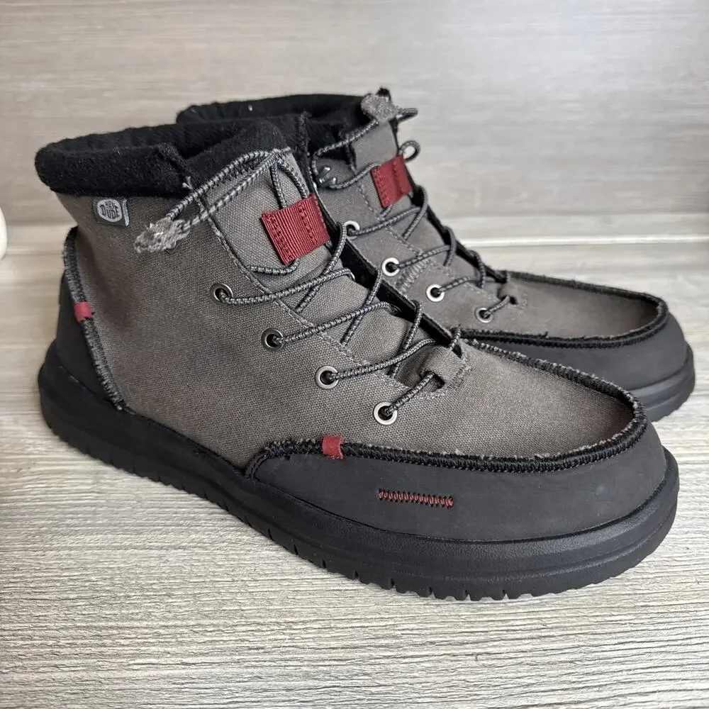 Hey Dude Bradley Waxed Canvas Boots 40625-030 Grey Men's Size 8